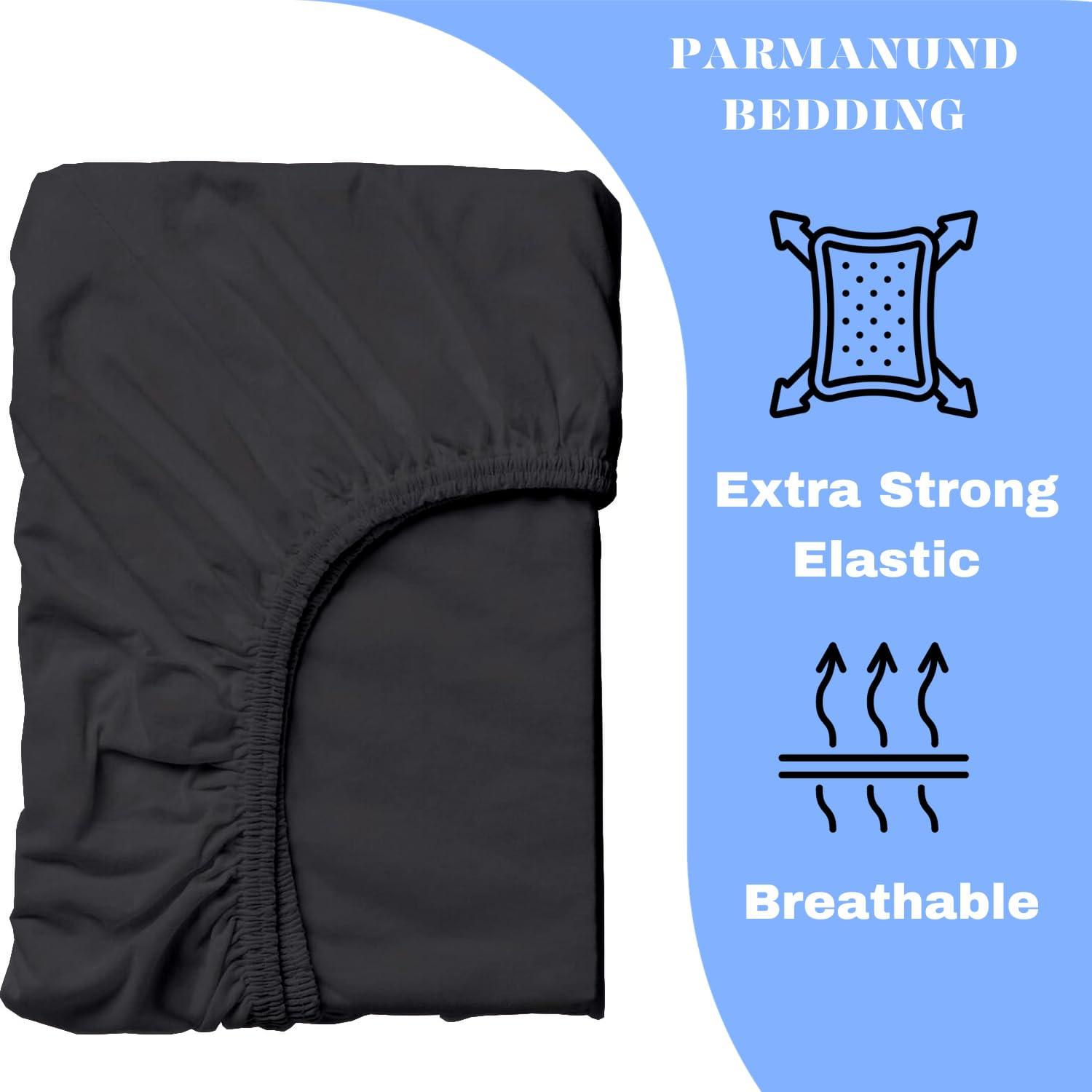 PARMANUND BEDDING 3 Piece Twin XL Size Bed Sheet Set Hospital Sheets Pure Egyptian Cotton 800TC 1Pc Flat sheet - 1pc Fitted sheet and 1pc Pillowcase Elastic All Around 10 Inchs Deep Pocket ( Dark Gray )