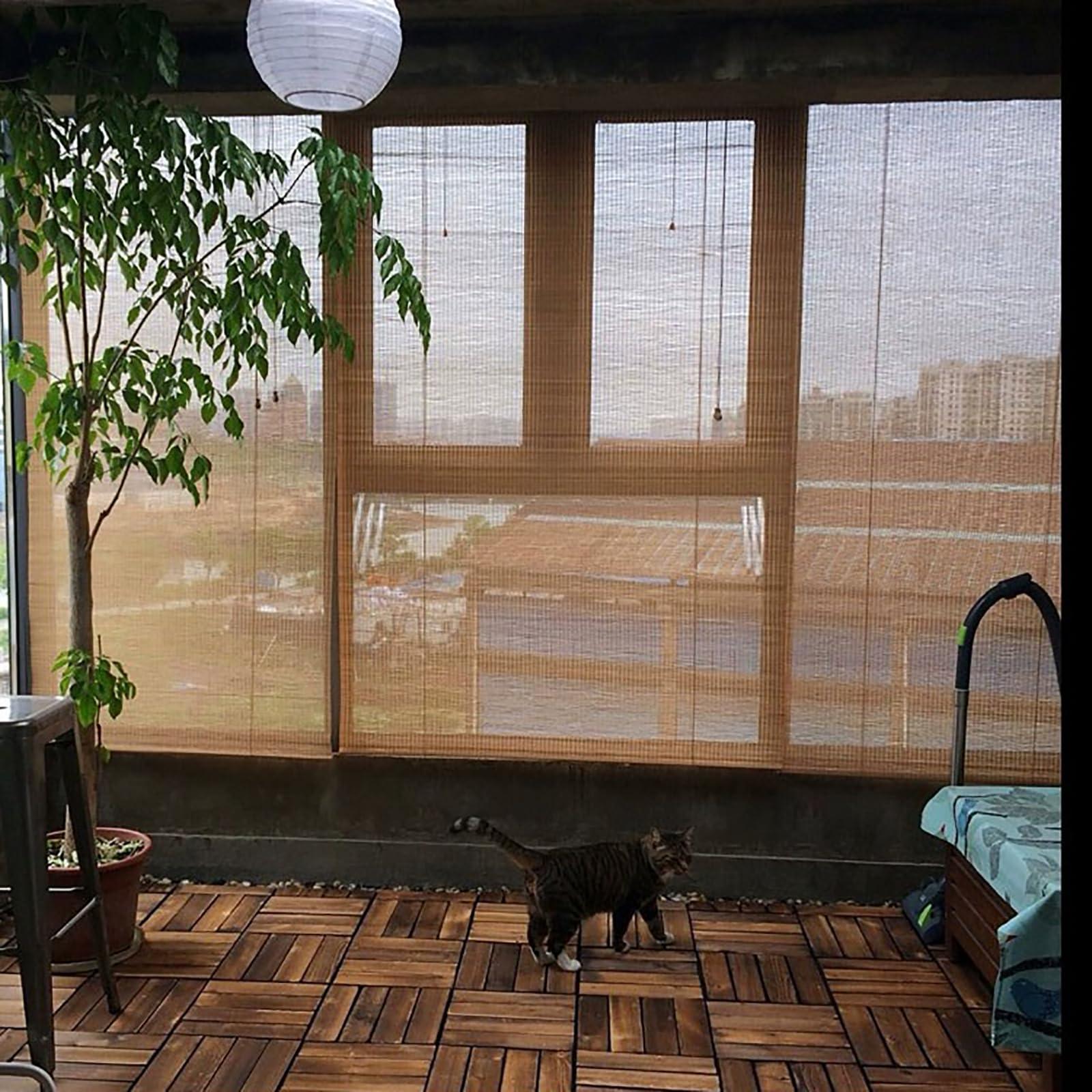 APCHJOJ Bamboo Blinds, Bamboo Roller Blinds for Windows, Light Filtering Hanging Blinds, Privacy Screens, Bamboo Blinds for Patio Indoor/Outdoor Porch