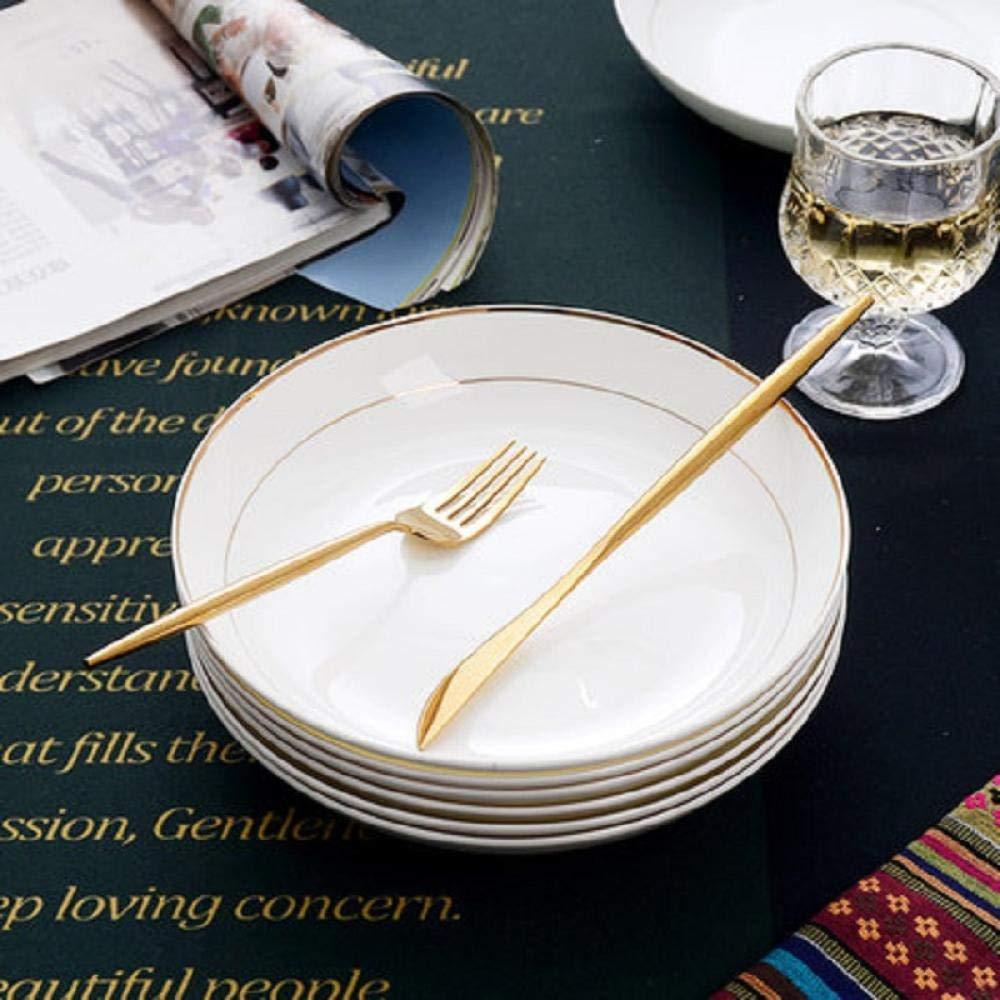 JF-XUAN JF-XUAN Dinnerware Set Kitchen Phnom Plate 6pieces European Western Plates Western Point Plate Round Western Plate White Bone Porcelain Plate