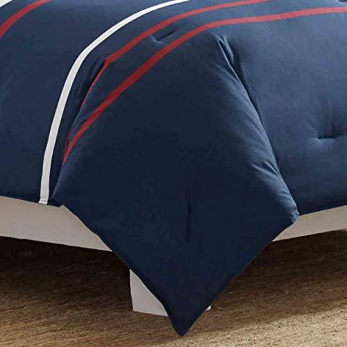 Nautica Nautica - Queen Comforter Set, Cotton Reversible Bedding with Matching Shams, Stylish Home Decor (Bradford Navy/Kahki, Queen)