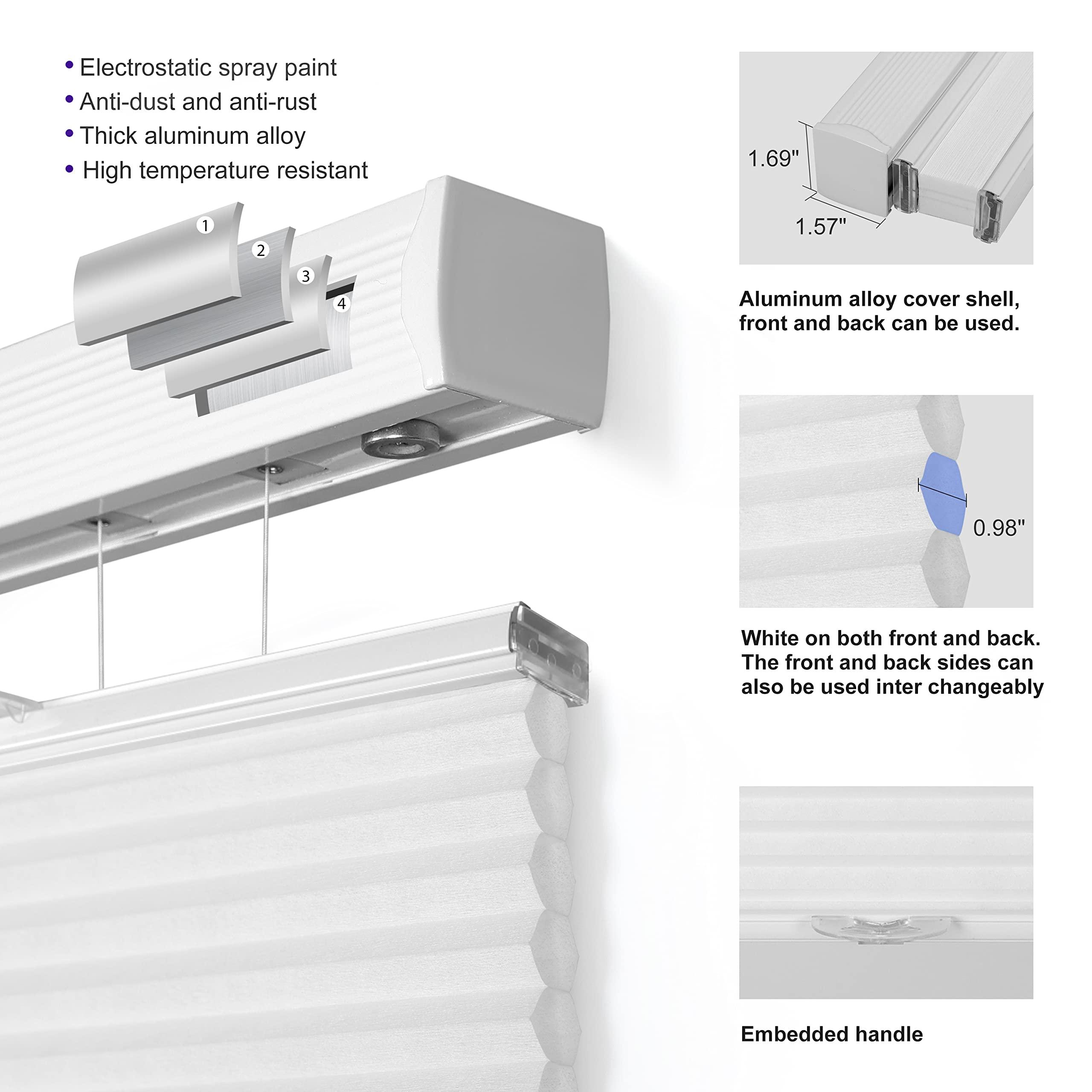 Boolegon Boolegon Top Down and Bottom Up Cellular Shades for Windows Light Filtering Cordless Honeycomb Blinds Thermal Insulated Custom Cut to Size,White,29" W x 44" H