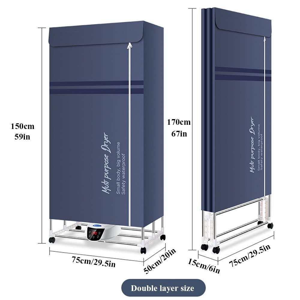 GWWGWW 2/3-Tier Home Clothes Dryer With Remote Control,2300W Electric Heated Airer Drying Rack,Folding-Dry Machine Energy-Efficient Wet Laundry Warm Air Drying Wardrobe,240min Adjustable Timer,Energy-Efficie