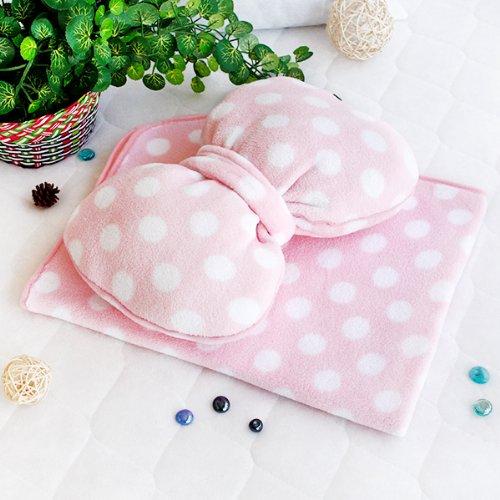 Blancho Blanket [Pink Bow] Fleece Throw Blanket Pillow Cushion/Travel Pillow Blanket (29.5 by 35.4 inches)