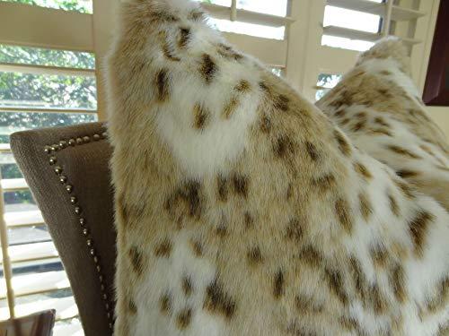 Thomas Collection Thomas Collection Leopard Faux Fur Throw Pillow for Sofa - Leopard Pillow - Taupe White Brown Throw Pillow - Leopard Throw Pillow - Animal Pillow, Made in USA, 17431