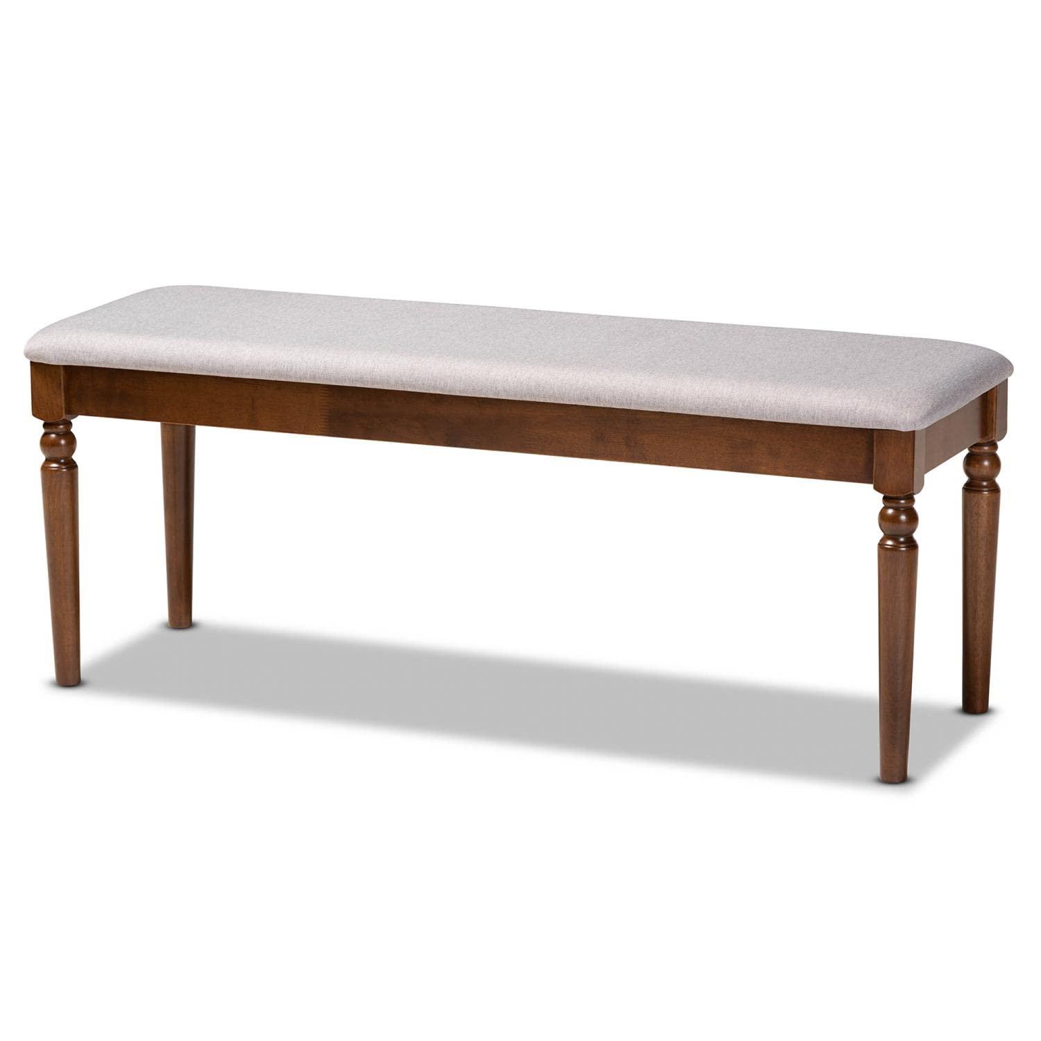 Baxton Studio Baxton Studio Giovanni Modern and Contemporary Grey Fabric Upholstered and Walnut Brown Finished Wood Dining Bench