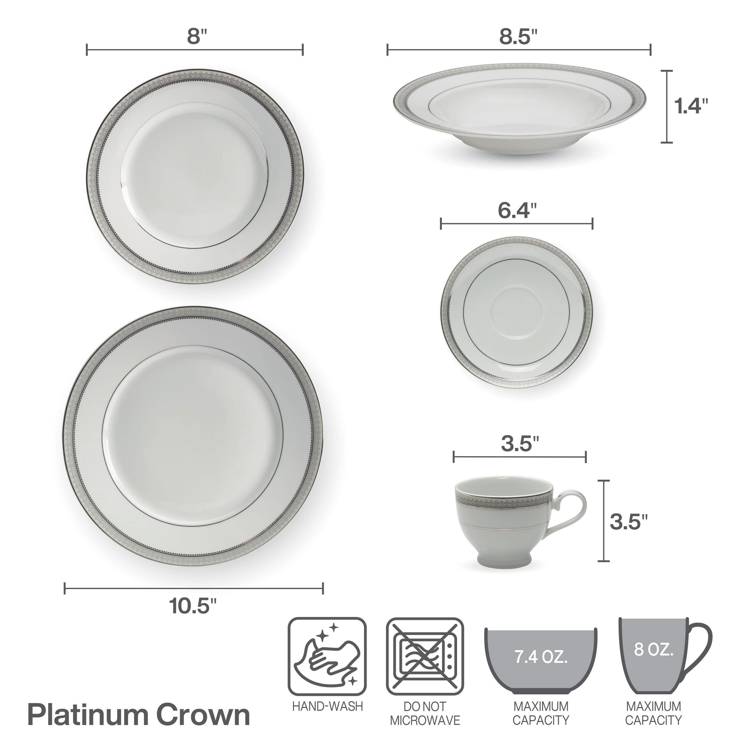 Mikasa Mikasa Platinum Crown 40-Piece Dinnerware Set, Service for 8