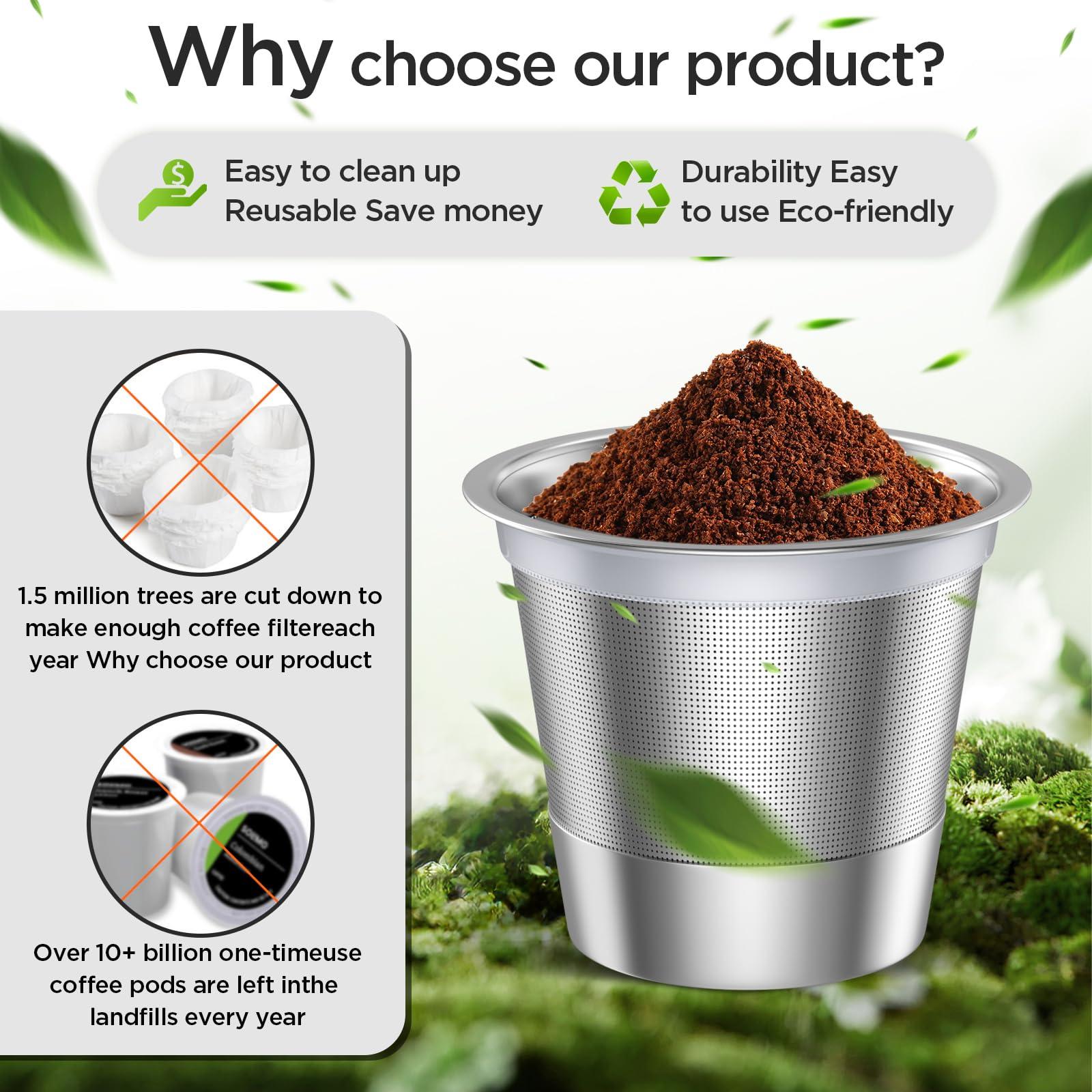 NOALTO Reusable K Cups for ke K Supreme | Refillable K cups with Adapter for ke K Supreme (Plus) Coffee Maker (4 pack)