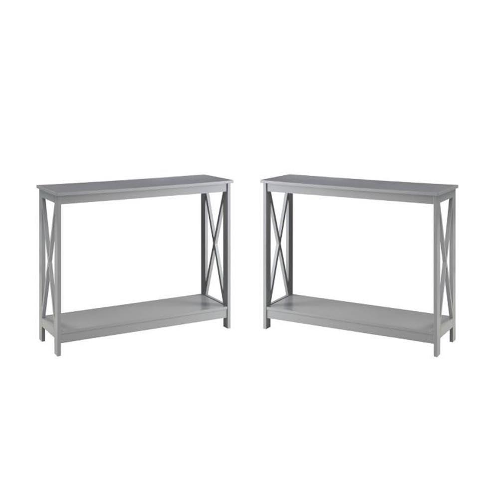 Home Square Home Square 2 Piece Wood Console Table Set in Gray