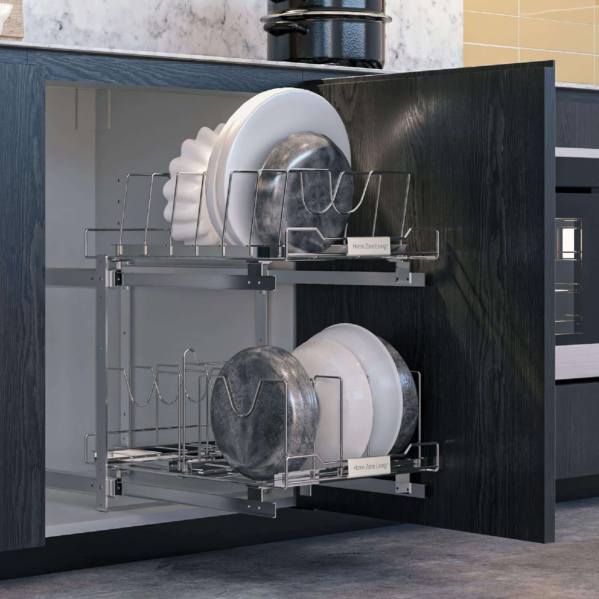 Home Zone Living Home Zone Living Pull Out Kitchen Cabinet Organizer with Two Tiers of Storage, 15 W x 20 D