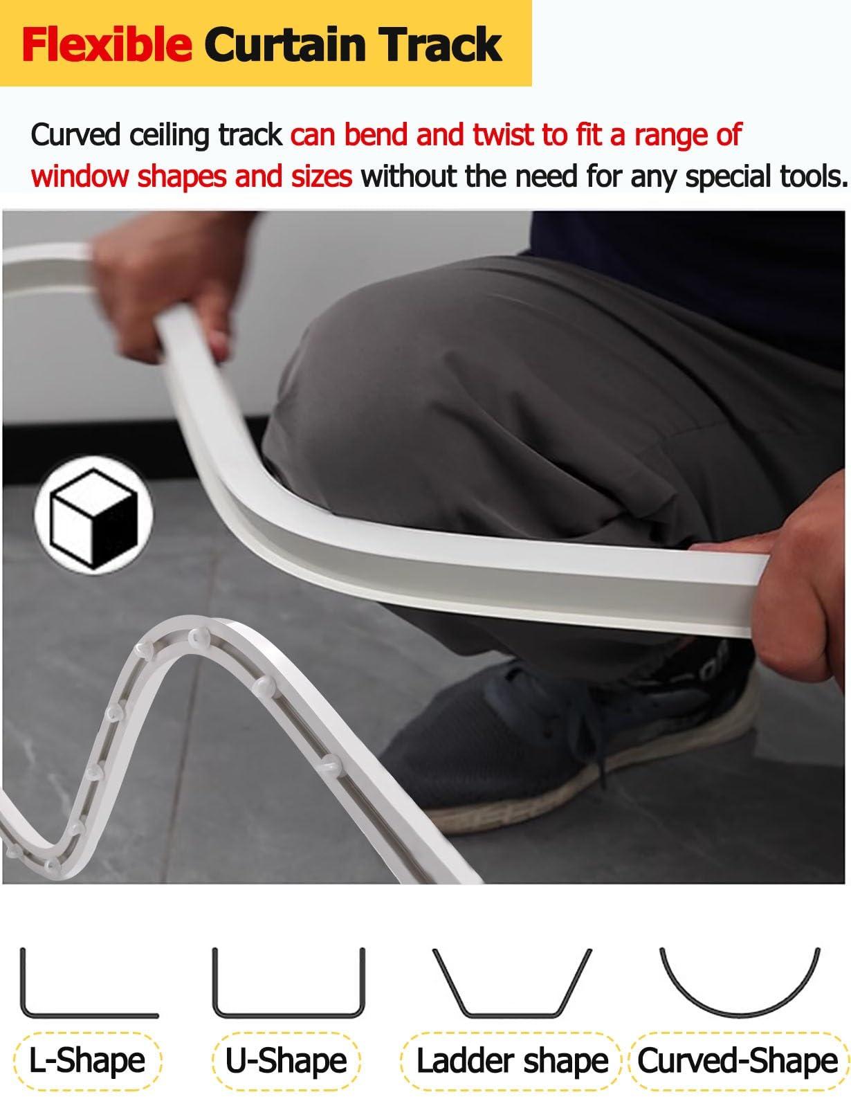 YXXSDP Room Divider Curtains Track, Flexible Cuttable Ceiling Track System/Area Privacy & Partition Bendable Rod, with Mute Rollers, for Homes Hotels Shower Classrooms (Size : 1.5m/4.9ft)