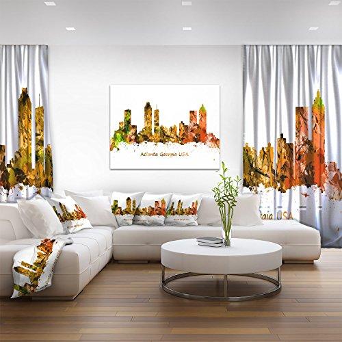 Design Art Designart PT9661-20-12 Atlanta Georgia Skyline Cityscape Painting Canvas Art Print, 12\" H x 20\" W x 1\" D 1P, Orange