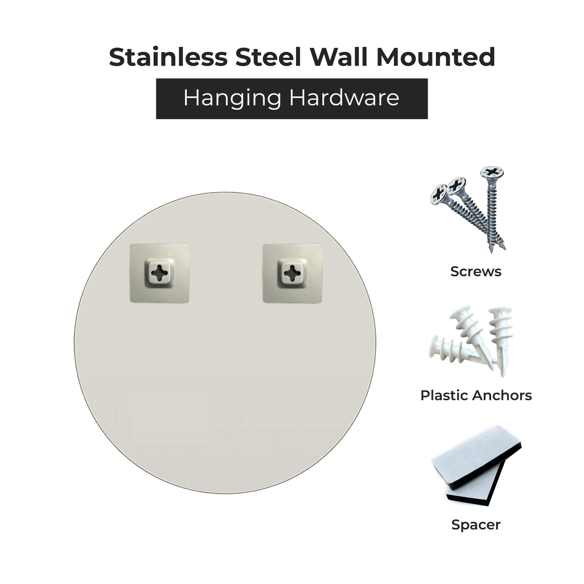 Fab Glass and Mirror Fab Glass and Mirror Frameless Round Safety Backing 1" Beveled Edge Mounted with Hooks-Wall Mirror for Bedroom, 30" x 30", White