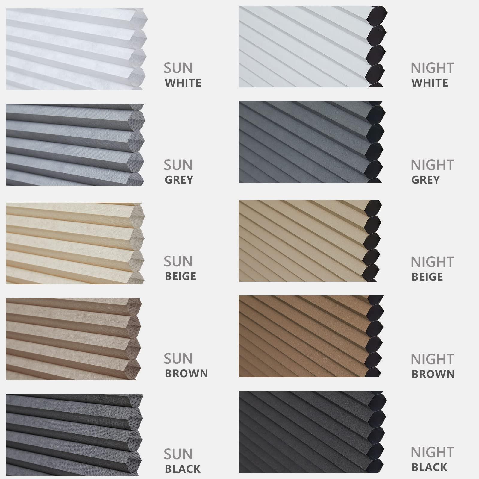 Persilux Persilux Honeycomb Blinds for Windows Cordless Cellular Shades Blackout 1.5" Cell Room Darkening for Home, Night White, 55" W x 72" H