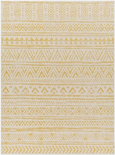 MARK & DAY Mark&Day Outdoor Rugs, 7x7 Goff Global Indoor/Outdoor Saffron Square Area Rug, Non Shedding Yellow Carpet for Patio, Porch, Deck, Bedroom, Living Room or Kitchen (6'7" Square)