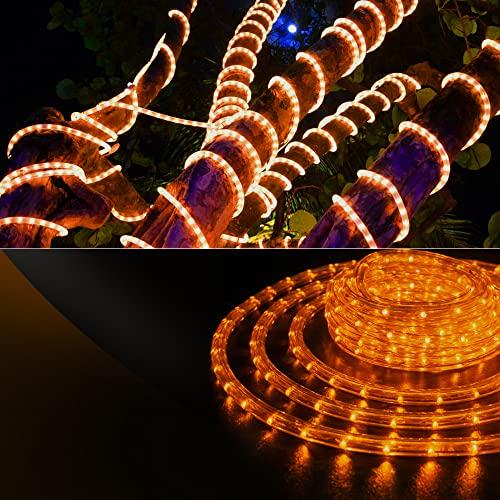WYZworks WYZworks 1656LEDs, 150ft Orange LED Rope Light, Connectable Outdoor Permanent Waterproof Accent Exterior Lighting, Transparent PVC Case, ETL Certified, Holiday Decor, Backyard Patio, Home Garden