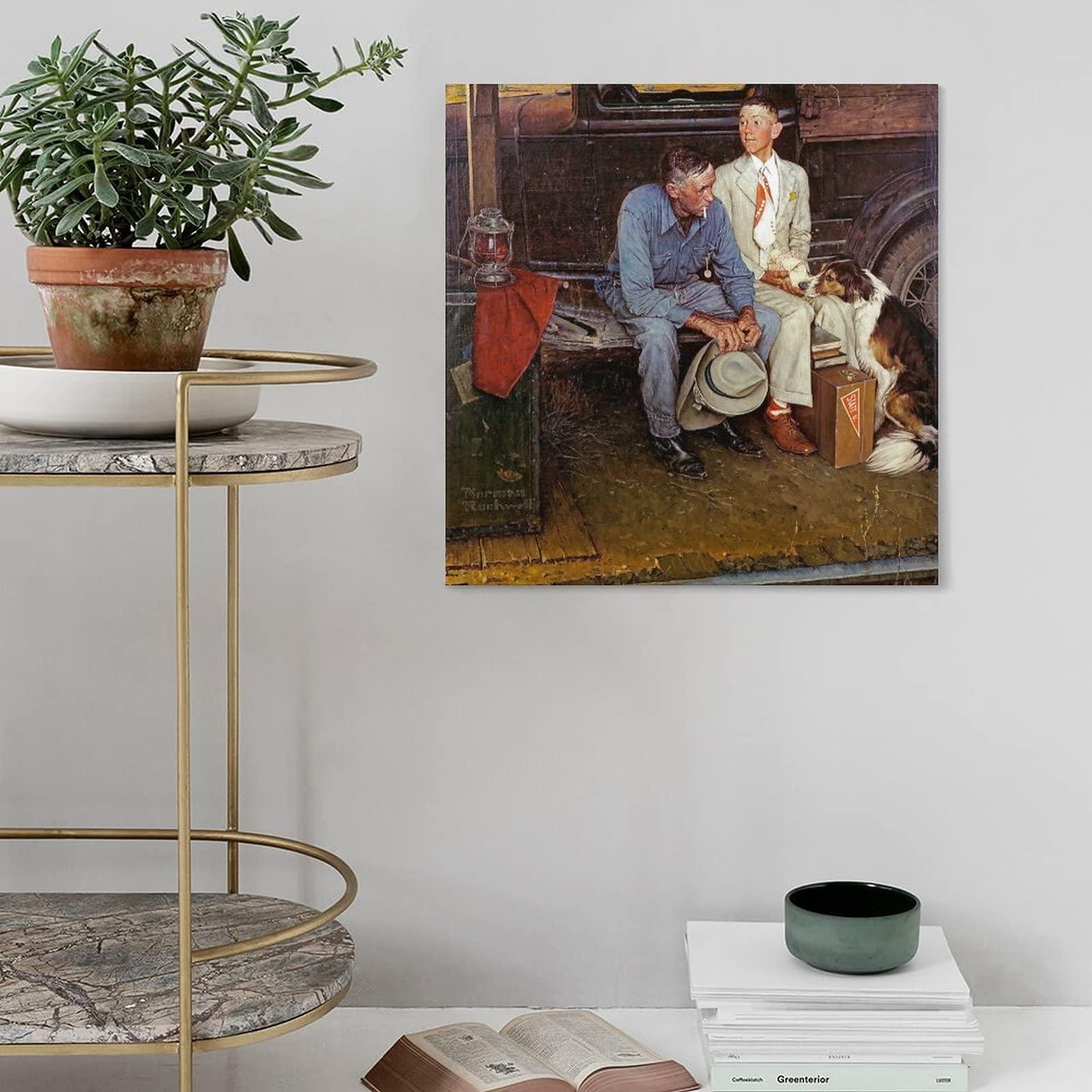 NIZHNAO 35+ Norman Rockwell Canvas Poster Breaking Home Ties by Norman Rockwell Retro Canvas Art Poster and Wall Art Picture Print Modern Family Bedroom Decor Posters 28x28inch(70x70cm)