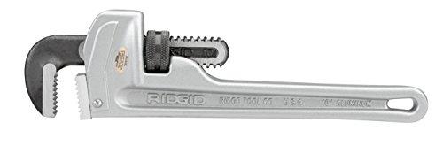 RIDGID RIDGID 31090 Aluminum Straight Pipe Wrench, 10\" Sturdy Plumbing Wrench with Self Cleaning Threads and Hook Jaws