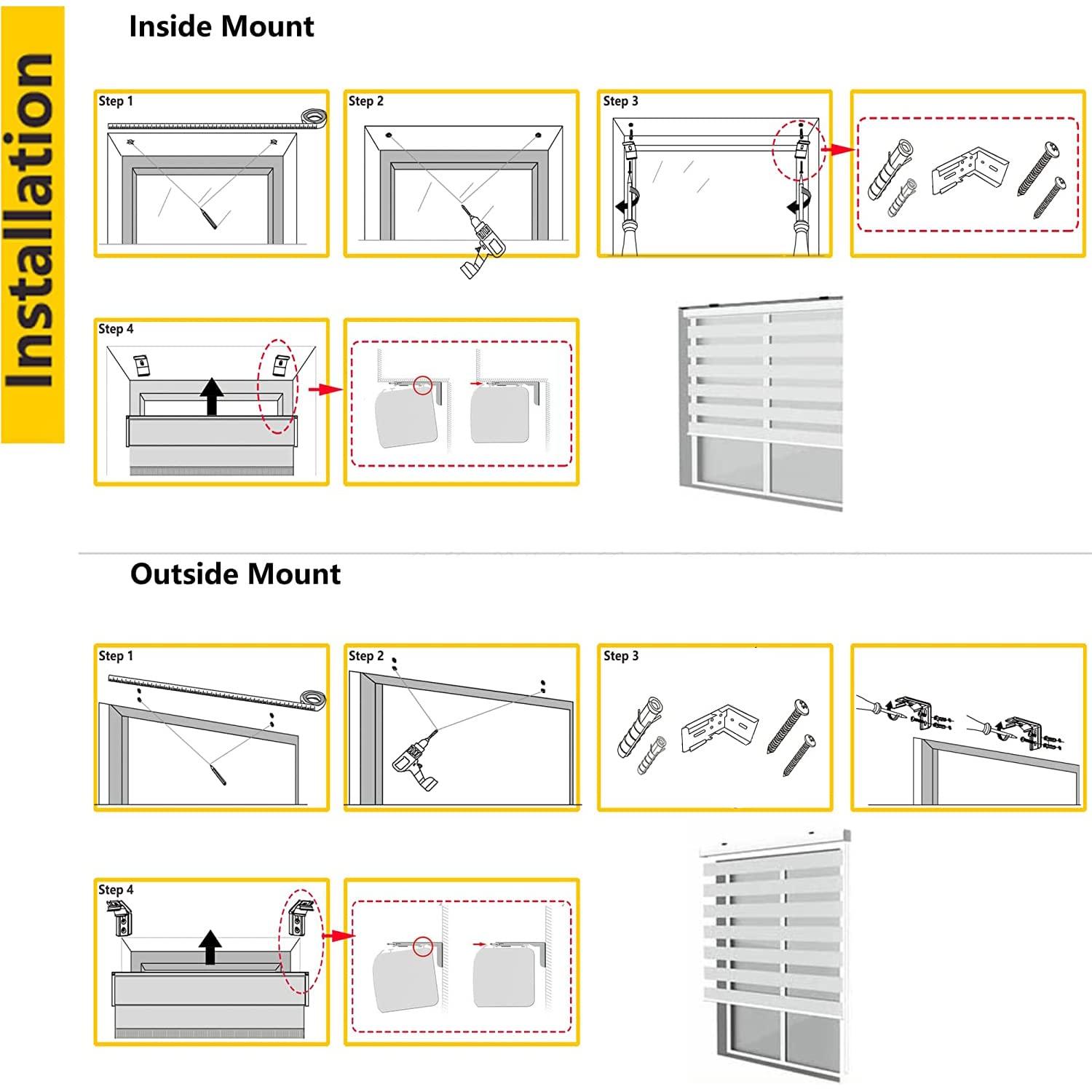 IDEKIO Zebra Blinds,Roller Blinds for Windows,Custom Size Dual Layer Cordless Window Blinds and Shades,Sheer or Privacy Light Control,Day and Night Blinds for Door,Office[Black,43" W x 42" H Customize]