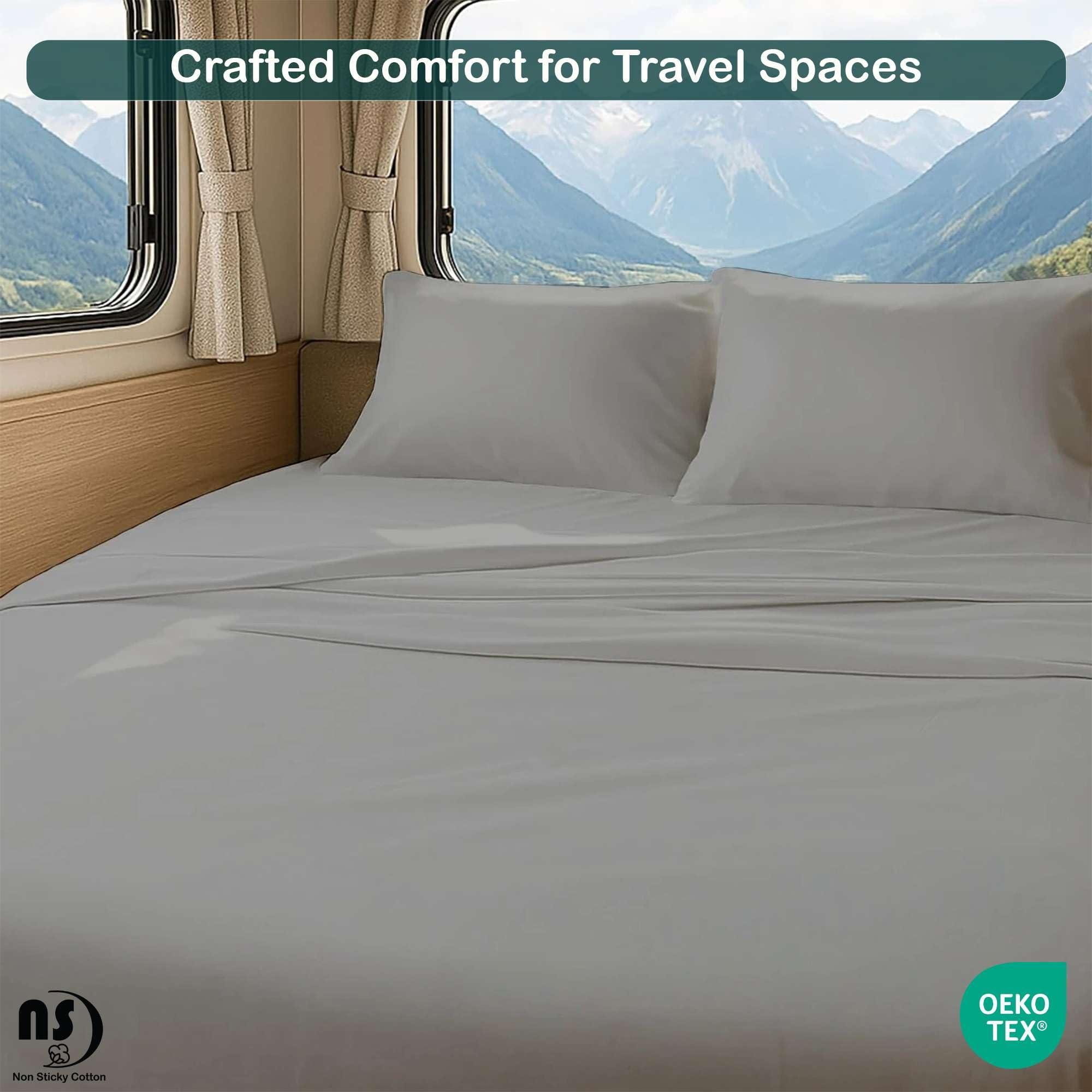 NON Sticky cotton Short Queen Sheets for Rv Camper 100% Cotton Rv Sheets Short Queen Sheets Camper Sheets Rv Queen Sheets Short Queen Sheet Set for Rv Camper Short Queen Sheets for Rv Mattress Light Grey Solid