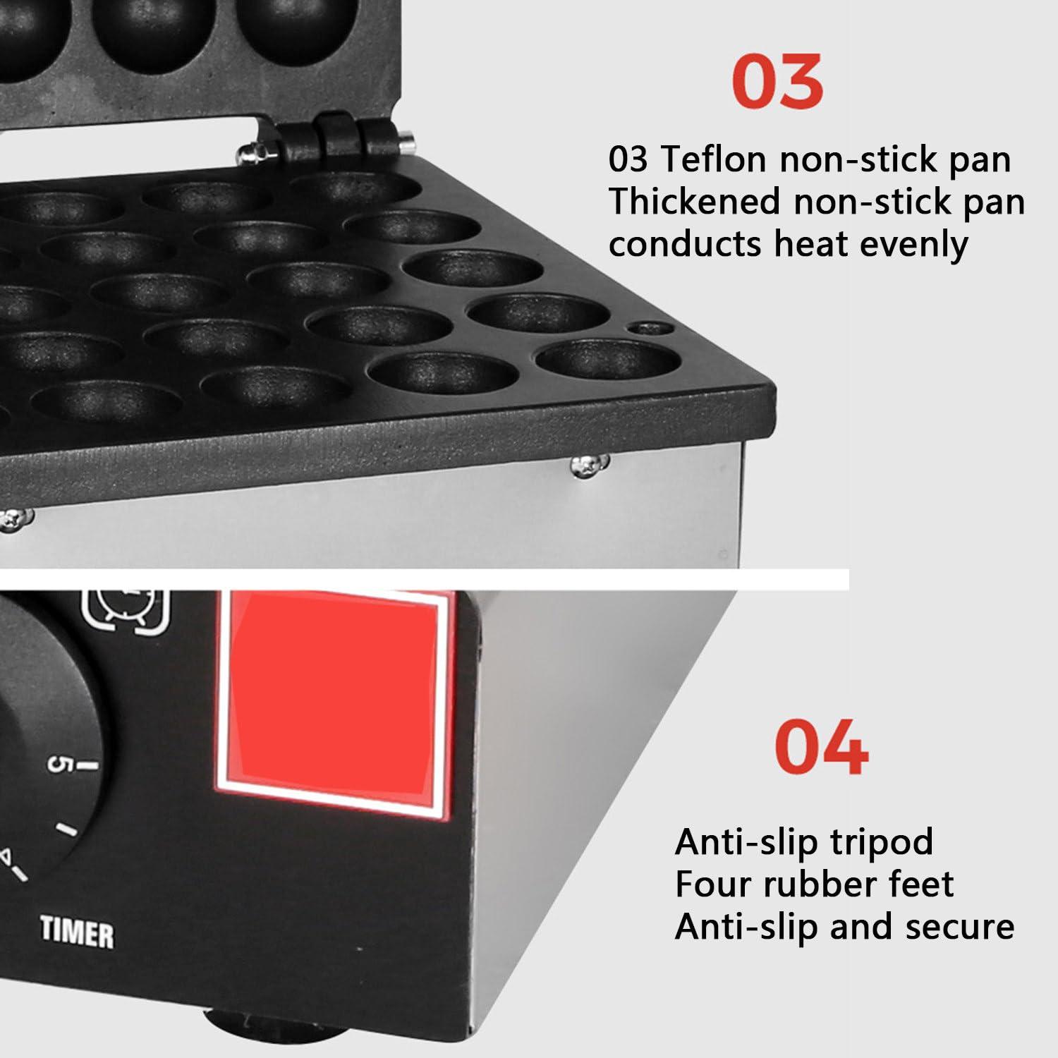 DAZULI Mini Dutch Pancake Baker Maker Commercial Electric Dorayaki Maker Muffin Making Machine Non-stick Waffle Pancake Maker for Restaurant Bakery Leisure Snack Bar,50hole