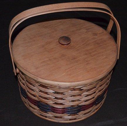 Amish Wares Amish Wares Round Double Pie Basket with Two Swivel Handles, Divider Tray and Lid - Authentic and Collectible Basket Handmade in USA