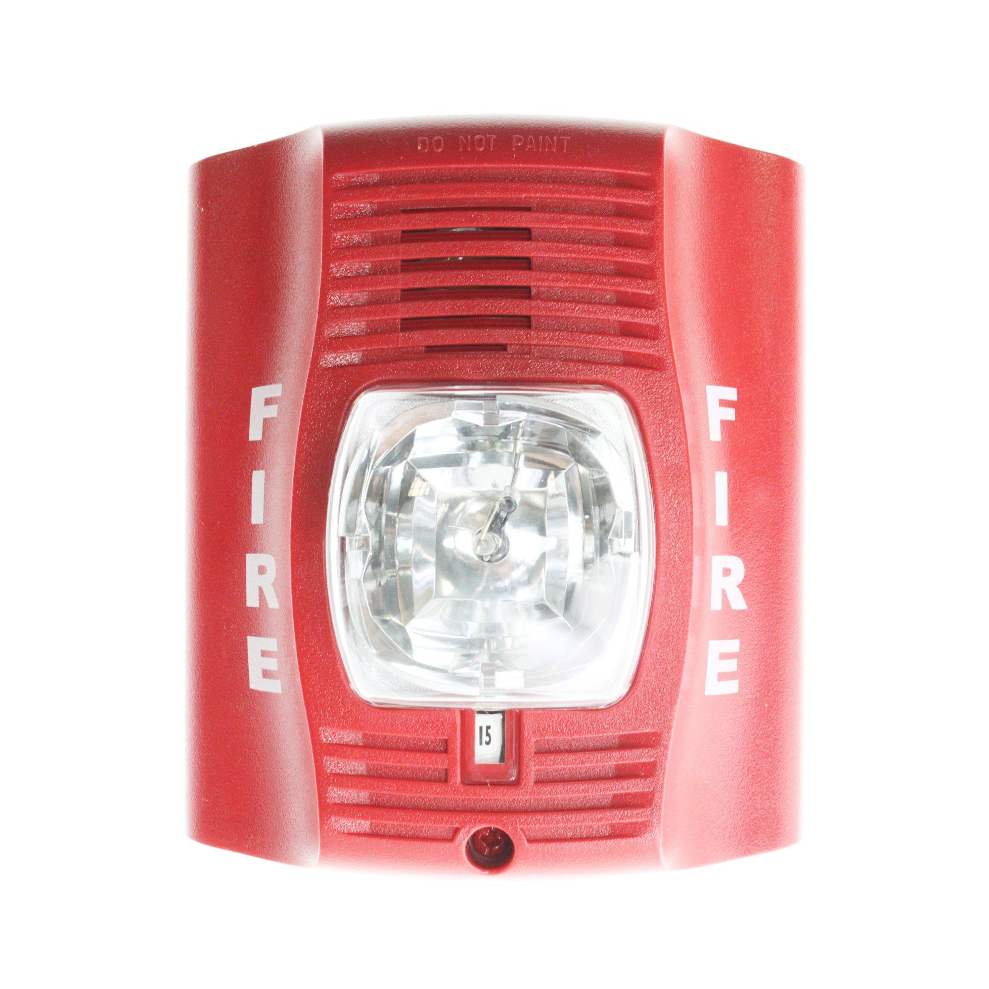 System Sensor Horn Strobe, Wall, 2-Wire, Std Candela, Red
