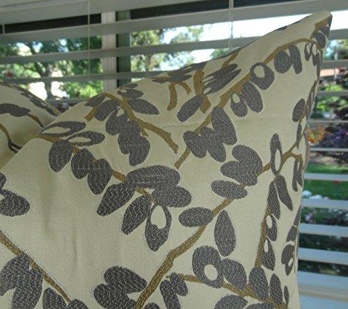 Thomas Collection Thomas Collection Gray Ivory Taupe Throw Pillow - Olive Branch Throw Pillow - Gray Modern Accent Pillow - Luxury Designer Throw Pillow, Handmade in USA, 11421