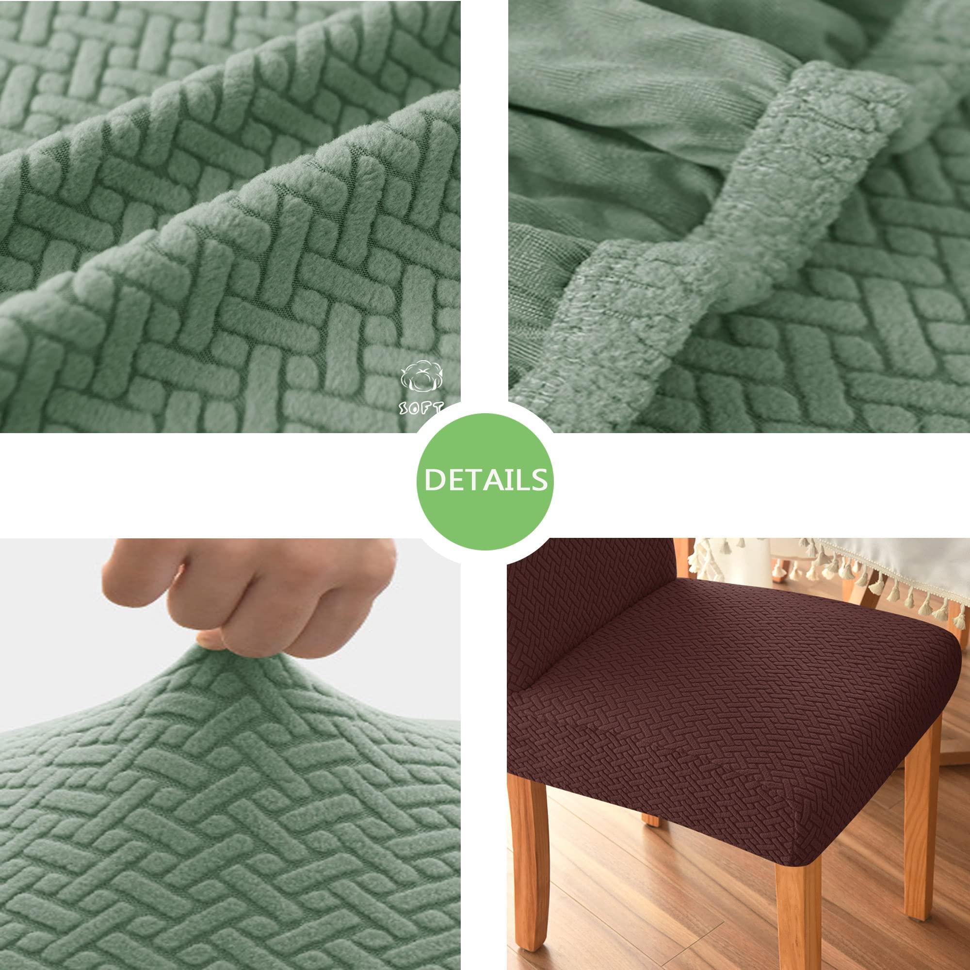 VIKAUL VIKAUL Set of 4 Chair Seat Cover Stretch Jacquard Chair Slipcover Washable Removable Chair Protector Dining Chair Covers for Dining Room Kitchen Banquet Hotel,Green