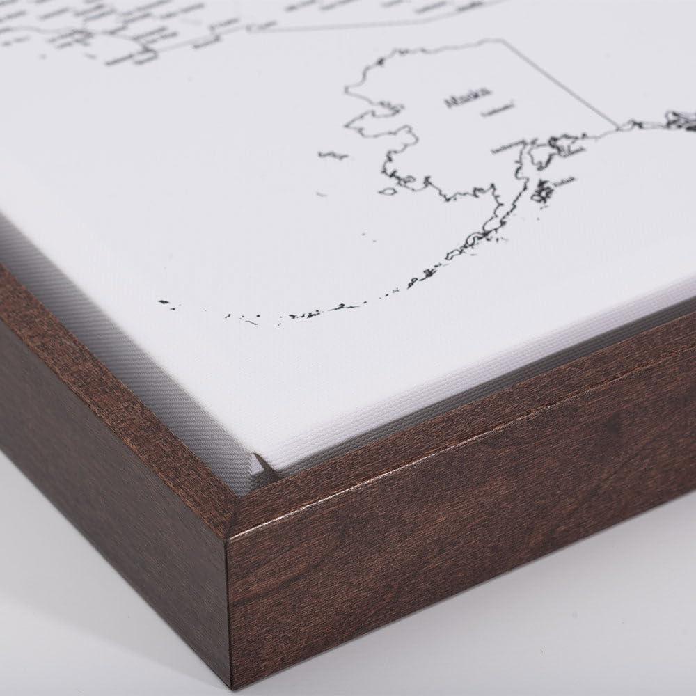 Conquest Maps Mini USA Push Pin Travel Map Cork Board with Pins, Custom Text or Message, Perfect Gift for Travelers, Cherish Travels with a Handmade Unique Canvas Pinnable Map, Fine Line Style (20\" x 16\")