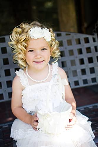 Alex Emotions Flower Girl Basket Hunter Green, Ring Bearer Pillow Ivory and Lace Flower Basket, Wedding Ring Pillow Wedding, wedding flower girl baskets (Off-White, 1 Pillow + 1 Basket)