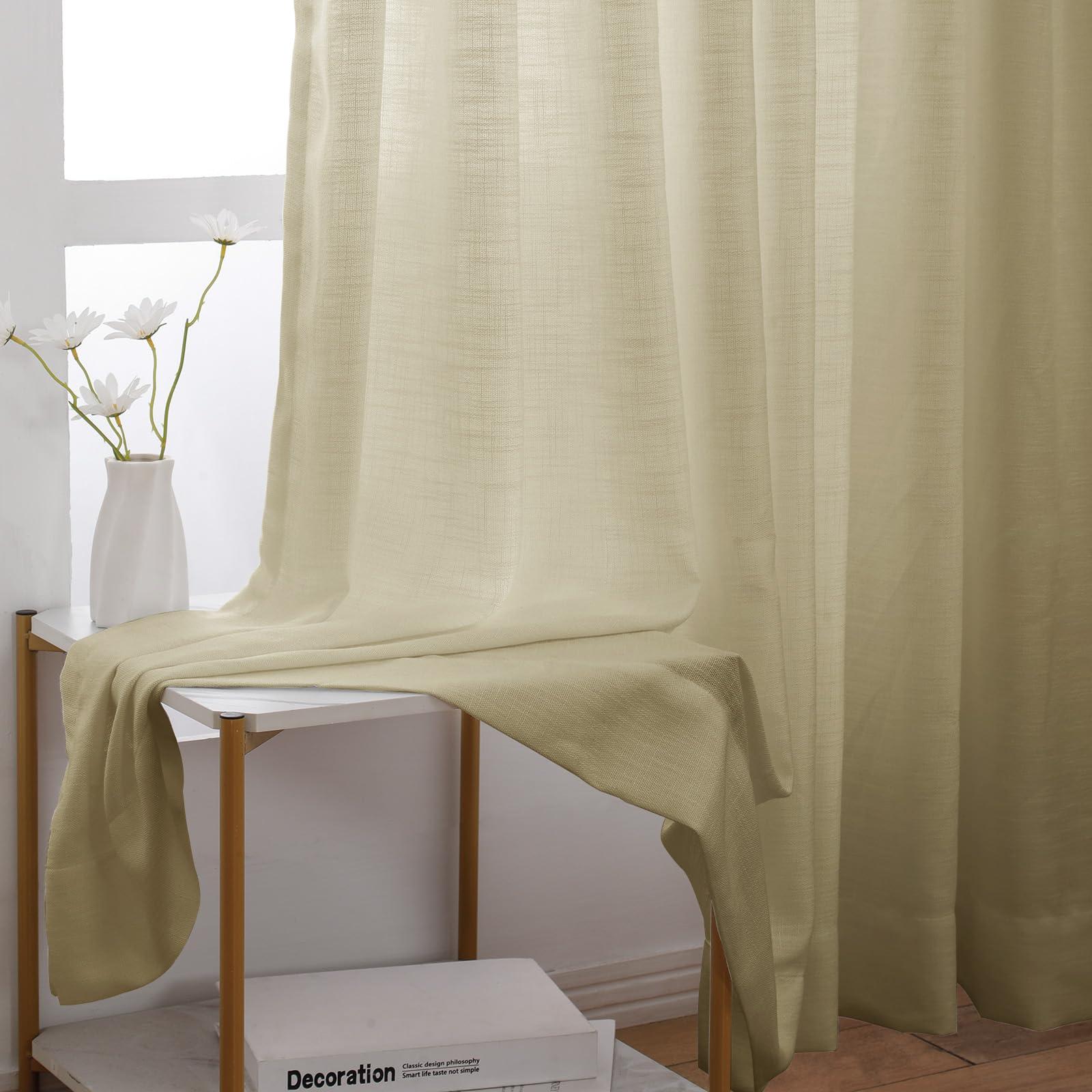 DotheDrape DotheDrape Pinch Pleated Curtains, Light Filtering Pinch Pleat Linen Curtains for Bedroom, Living Room, 72 Width 92 Inch Long 1 Panel, Beige