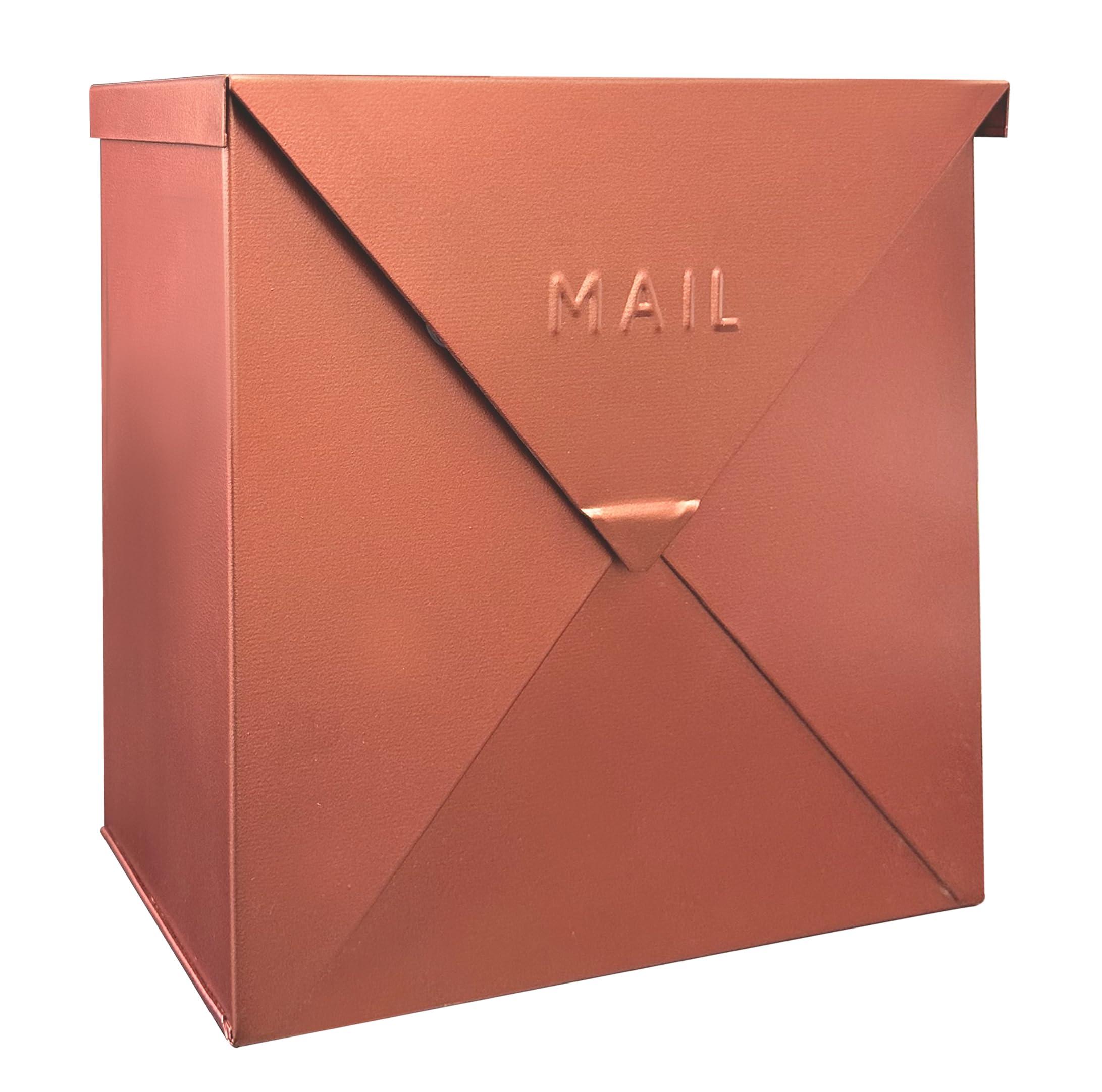 NACH NACH Mailboxes for Outside Wall Mount, 10 x 10 x 4 inch Copper Mail Boxes for House Outside, Waterproof Mailboxes for Outside - Chicago Style Mail Box