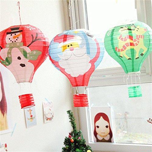PlayShire 12\" Santa Claus Hot Air Balloon Paper Lantern Chinese Japanese Paper Lamps for Christmas Birthday Wedding Halloween Party Decoration, 6Pcs/Pack