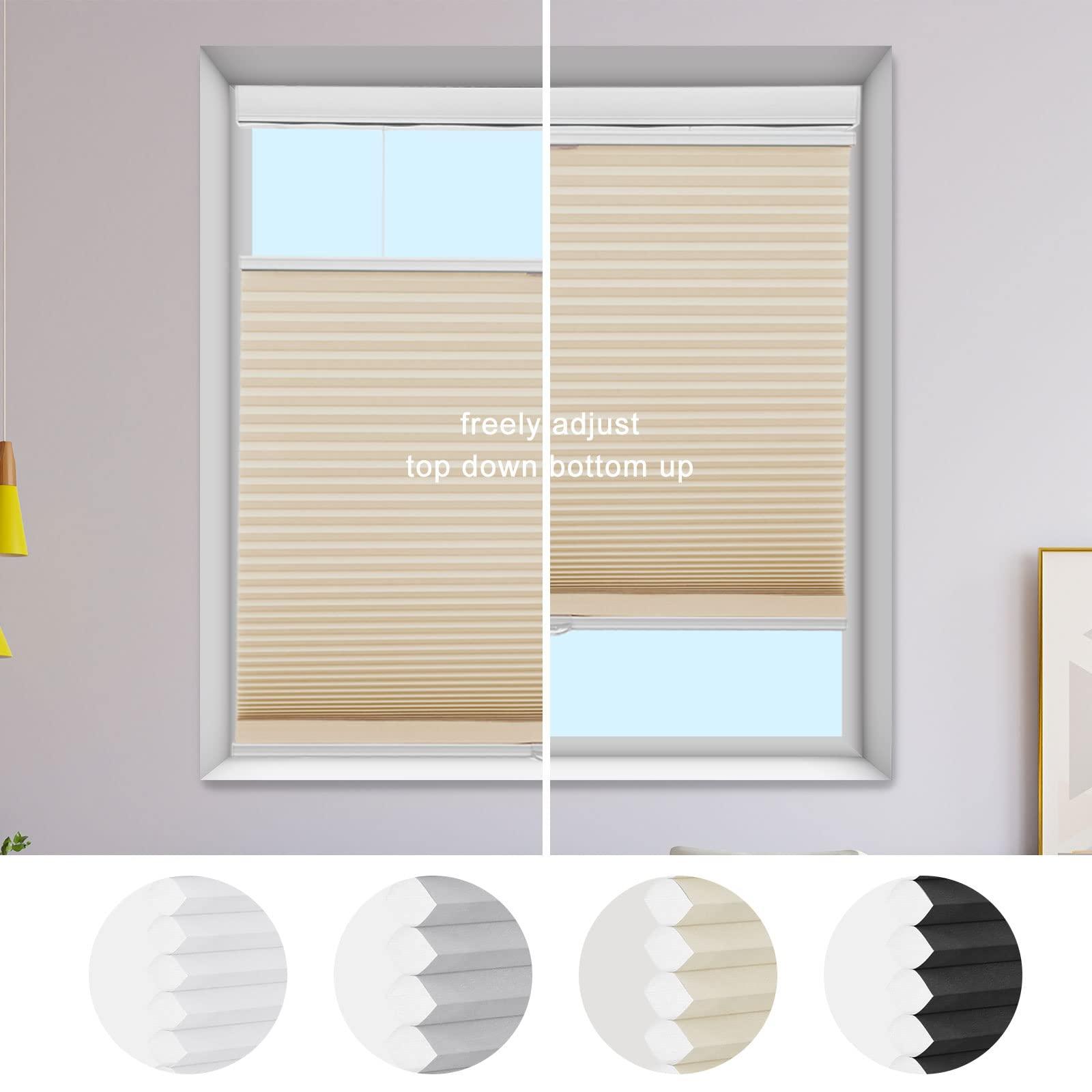 MYshade MYshade Top Down Bottom Up Shades Light Filtering Shade Cordless Blinds for Indoor Windows Honeycomb Cellular Sheer Window Blinds & Shades Easy to Install 41" W X 72" H (Beige)
