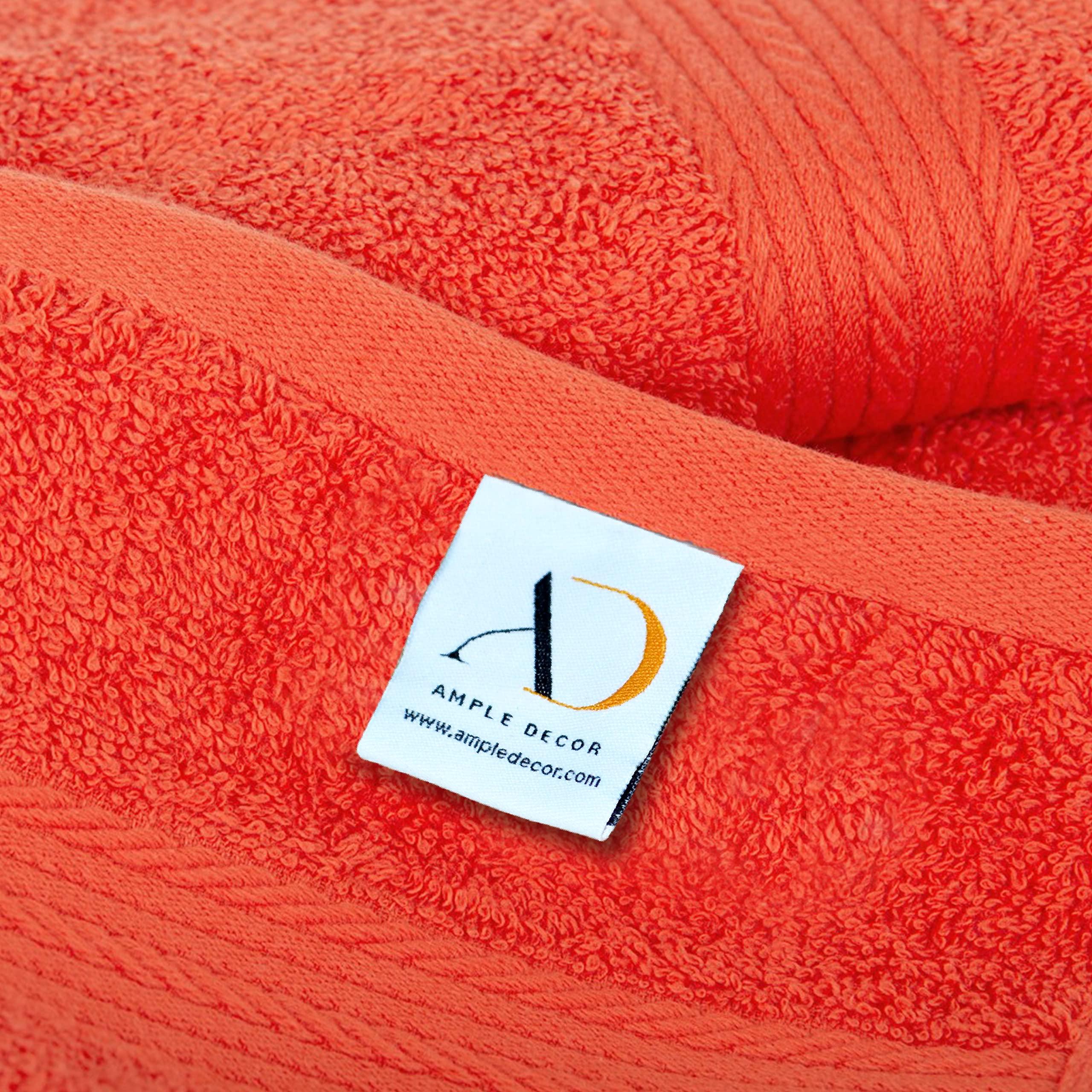 Ample Decor Ample Decor 100% Cotton Luxury 6 Piece Towels Set, 2 Bath Towels, 2 Hand Towels, 2 Wash Cloths for Bathroom - Orange Towel Sets
