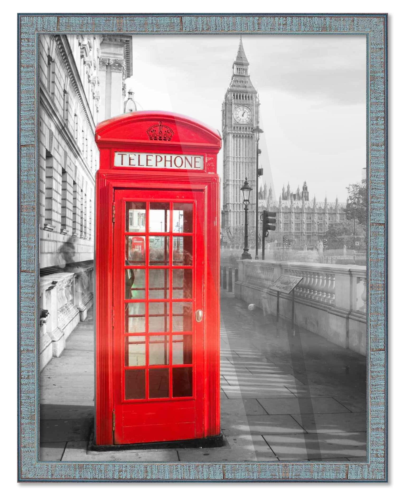 CountryArtHouse CountryArtHouse 8x20 Frame Blue Solid Wood Picture Frame - Complete Modern Photo Frame Includes UV Acrylic Plexiglass, Acid Free Foam Backing Board and Hanging Hardware