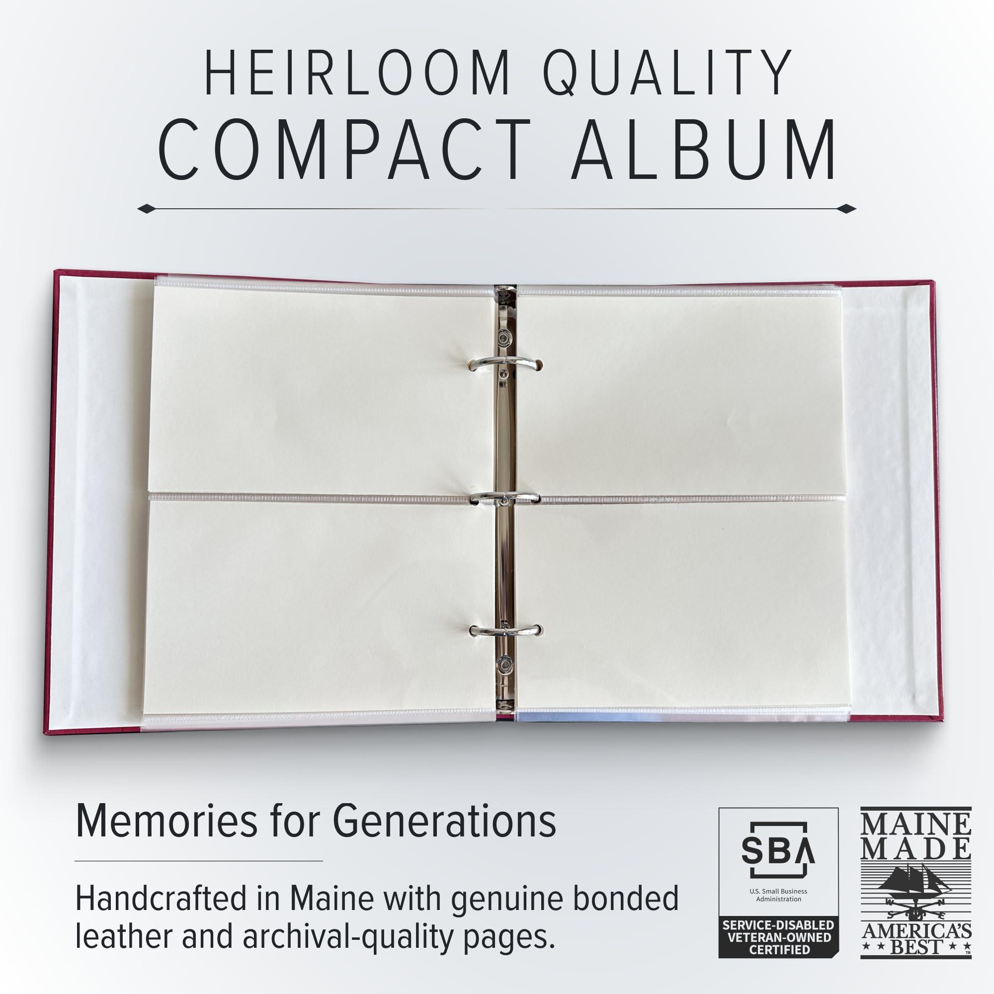 Gallery Leather Gallery Leather Photo Album 4x6-3 Ring Binder Photo Album, 60 Pages for 120 Photos, Fillable, Can Fit 4x6 Photos, Handcrafted - Acadia Burgundy - 9.25 x 8 \", Compact