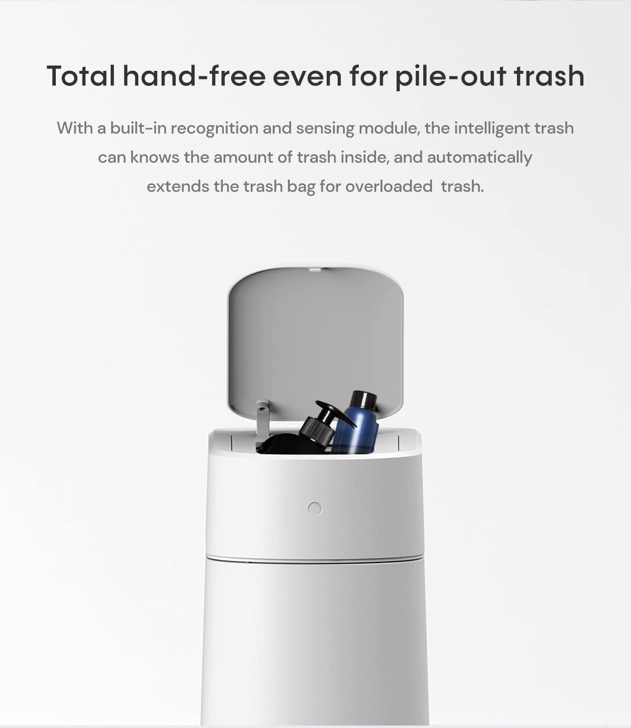 TOWNEW TOWNEW T3 Slim Automatic Infrared Motion Sensor Trash Can with Lid, Self Sealing & Changing 3.4-Gal Waterproof Garbage Can, Bathroom Touchless Trash Cans with Lids- White x1 Refill Ring(Up to 20 Bags)