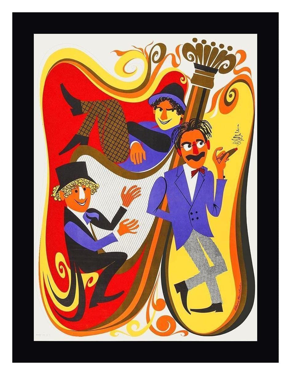 Canvas Art USA Marx Brothers - Cartoon - Zany by Hollywood Photo Archive - 23\" x 30\" Framed Canvas Art Print - Black Frame - Ready to Hang