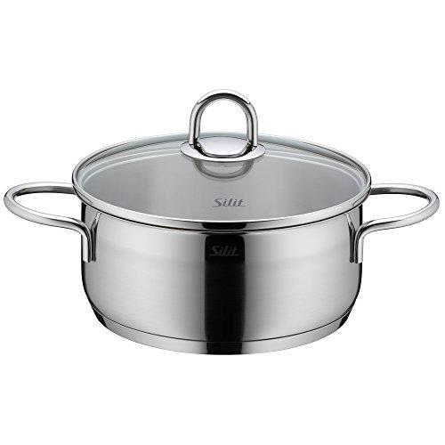 Silit Silit Pot Set 7-Piece Diamant Pouring Rim Glass Lid Stainless Steel Polished Suitable for Induction Hobs Dishwasher-Safe