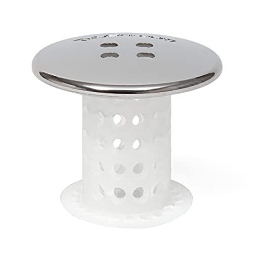 TubShroom TubShroom Tub Drain Hair Catcher, Chrome for Bathroom Drains, Fits 1.5 1.75 Bathtub and Shower Drains, White