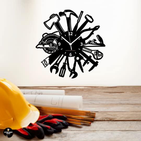 Instant Karma Clocks Instant Karma Clocks Wall Clock Carpenter Artist Masonry Plumber Mechanic Garage Tools, HDF Wood, 12inch