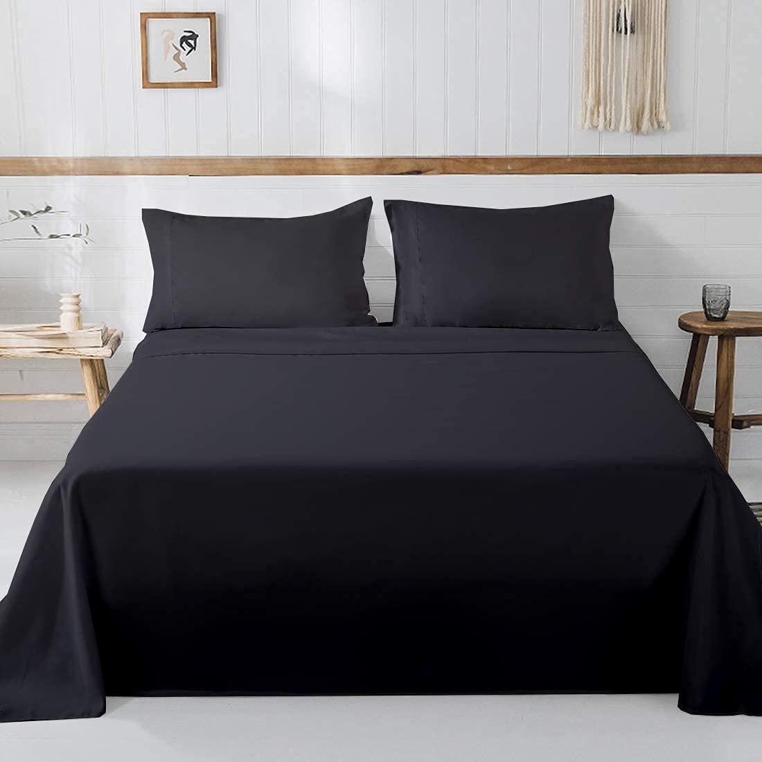 Shreem Linen Short Queen Sheets, RV Sheets Set for Campers, Deep Pockets Fitted RV Bunk Sheets, 4-Piece 1800 Microfiber Bed Sheet Set, Cool & Breathable, RV Queen Sheets (Light Blue, Short Queen)