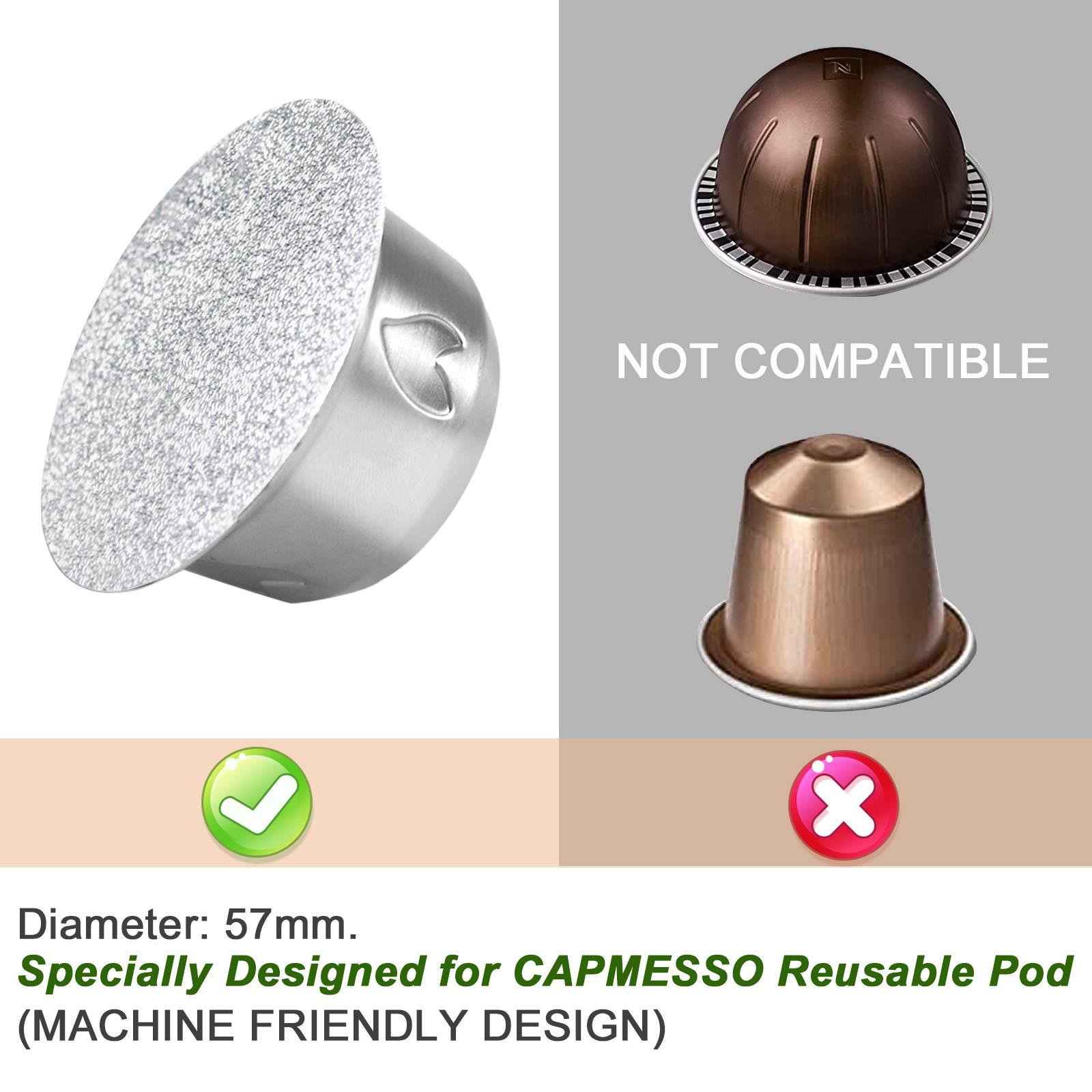 CAPMESSO CAPMESSO Reusable Vertuoline Pod Foil Lids, for CAPMESSO Vertuline Capsules Aluminum seals Reusable Coffee Pod Stainless Steel Espresso Refillable Vertuoline Capsule Foil Lids(100pcs/57MM in diameter)