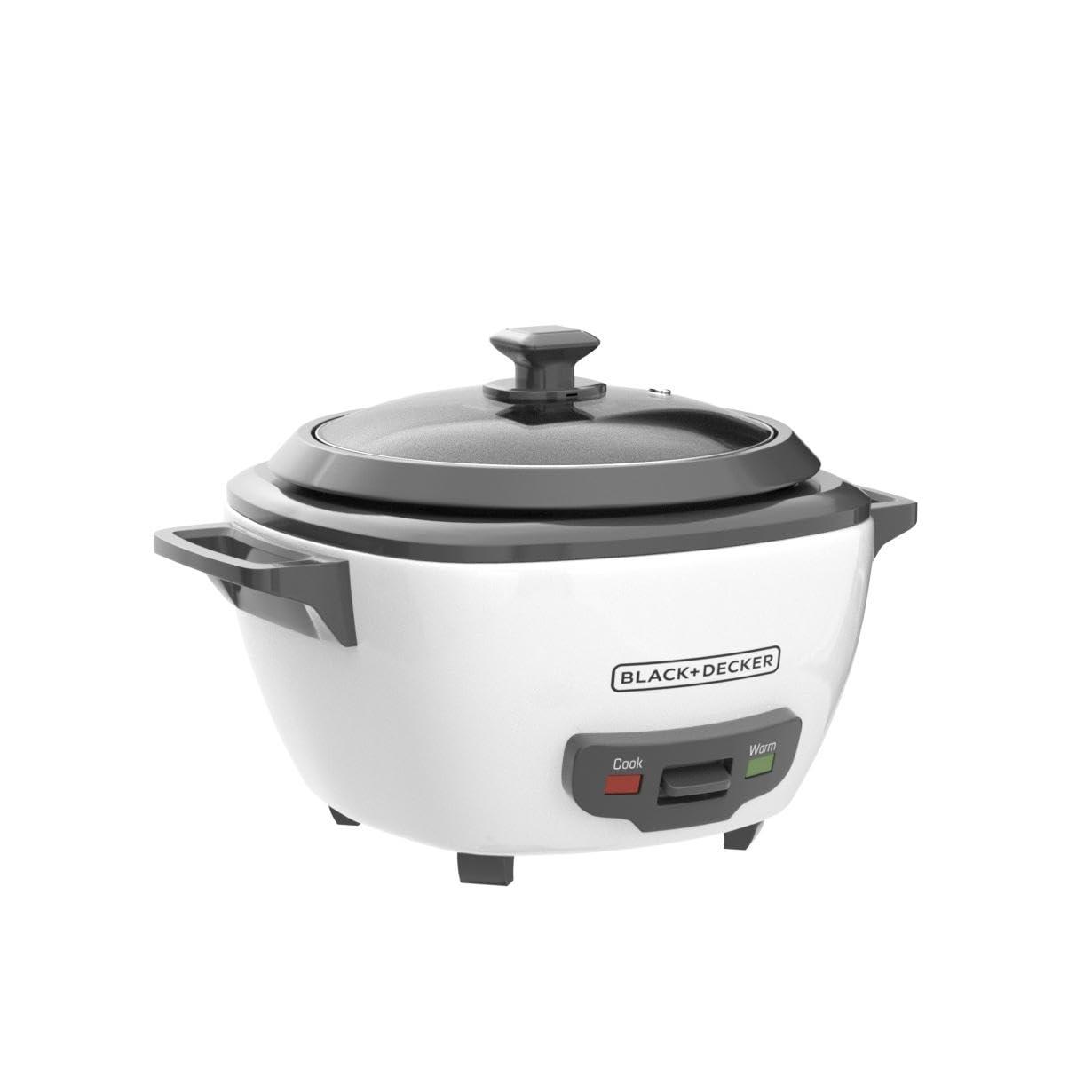 BLACK+DECKER BLACK+DECKER 6-Cup Rice Cooker, RC506, 3-cup Uncooked Rice, Steaming Basket, Removable Non-Stick Bowl, One Touch