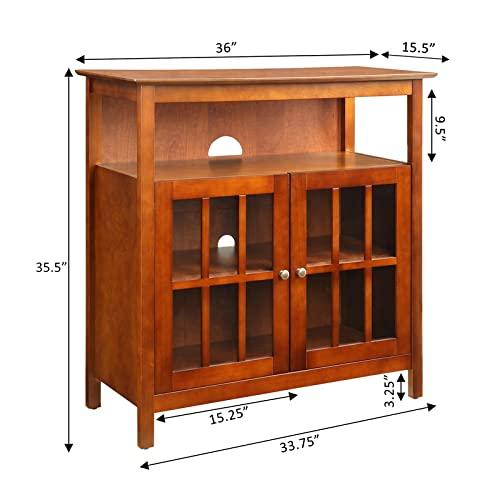 Convenience Concepts Convenience Concepts Big Sur Highboy TV Stand 36" - Modern Entertainment Center For TVs up to 40", Storage Cabinet for Dining, Living, & Family Room, Console Hall Table with Shelves, Cherry