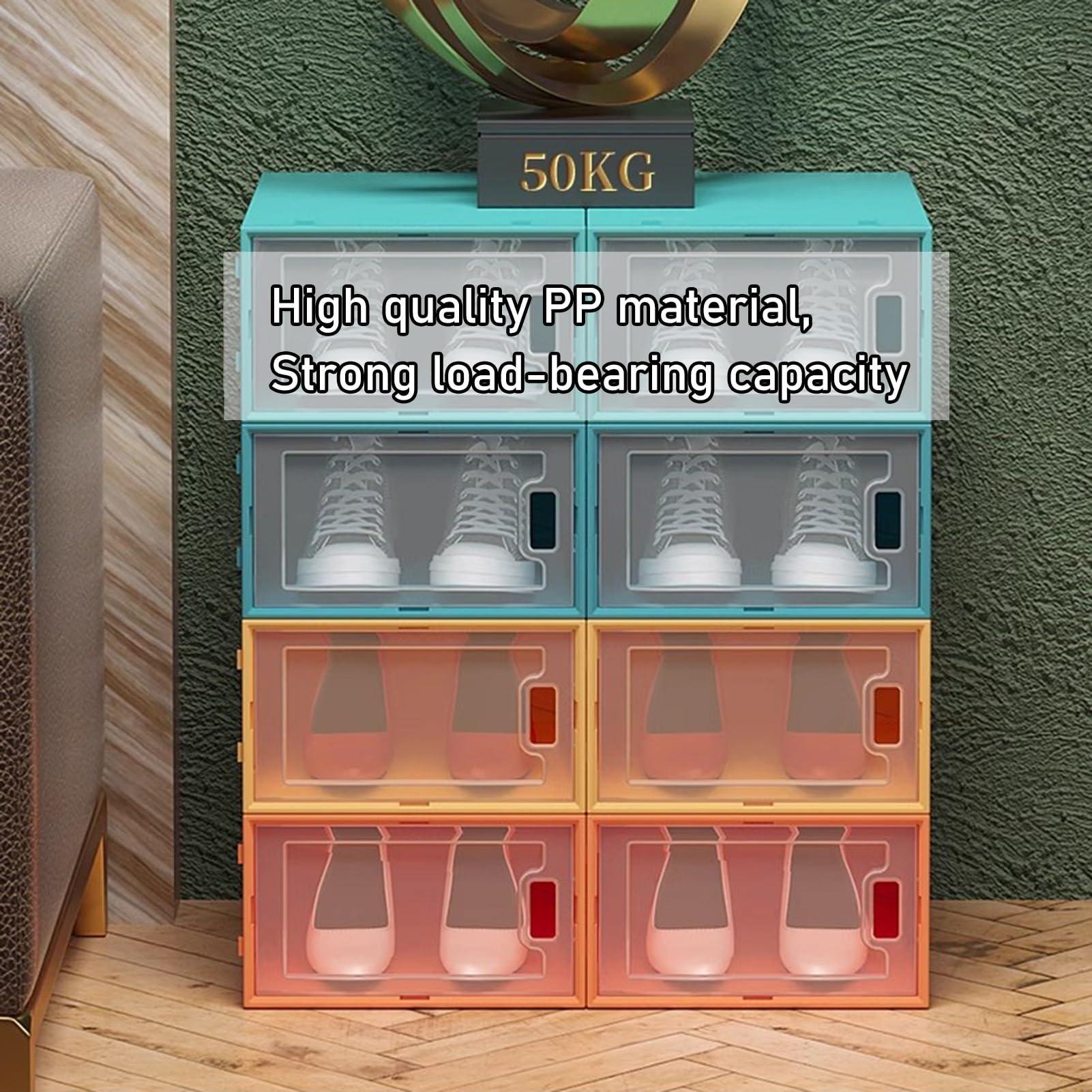 HomeLoft Basics Shoe Boxes Blue Shoe Box Shoe Cabinet Stackable, Plastic Shoe Storage Boxes, Space Saving Shoe Organizer Container For Home Use, Easy Assemble (Color : Blue, Size : 24 pack)