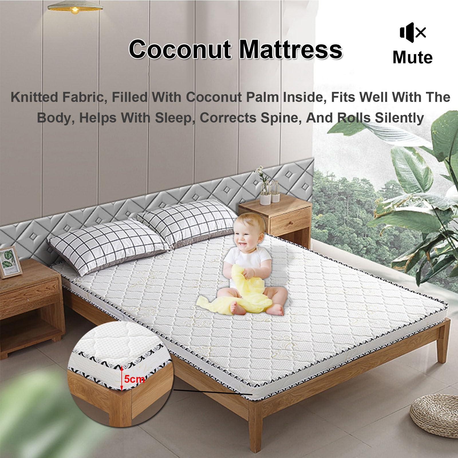 Enchantia Enchantia Coir Mattress, 3E Natural Hard Coconut Mattress Release Pressure, Ergonomic Design Coir Queen Mattress, Deep Sleep - Suitable for All Ages, 2in/5cm,Wave b,100x190(39.5 * 75 * 2in)