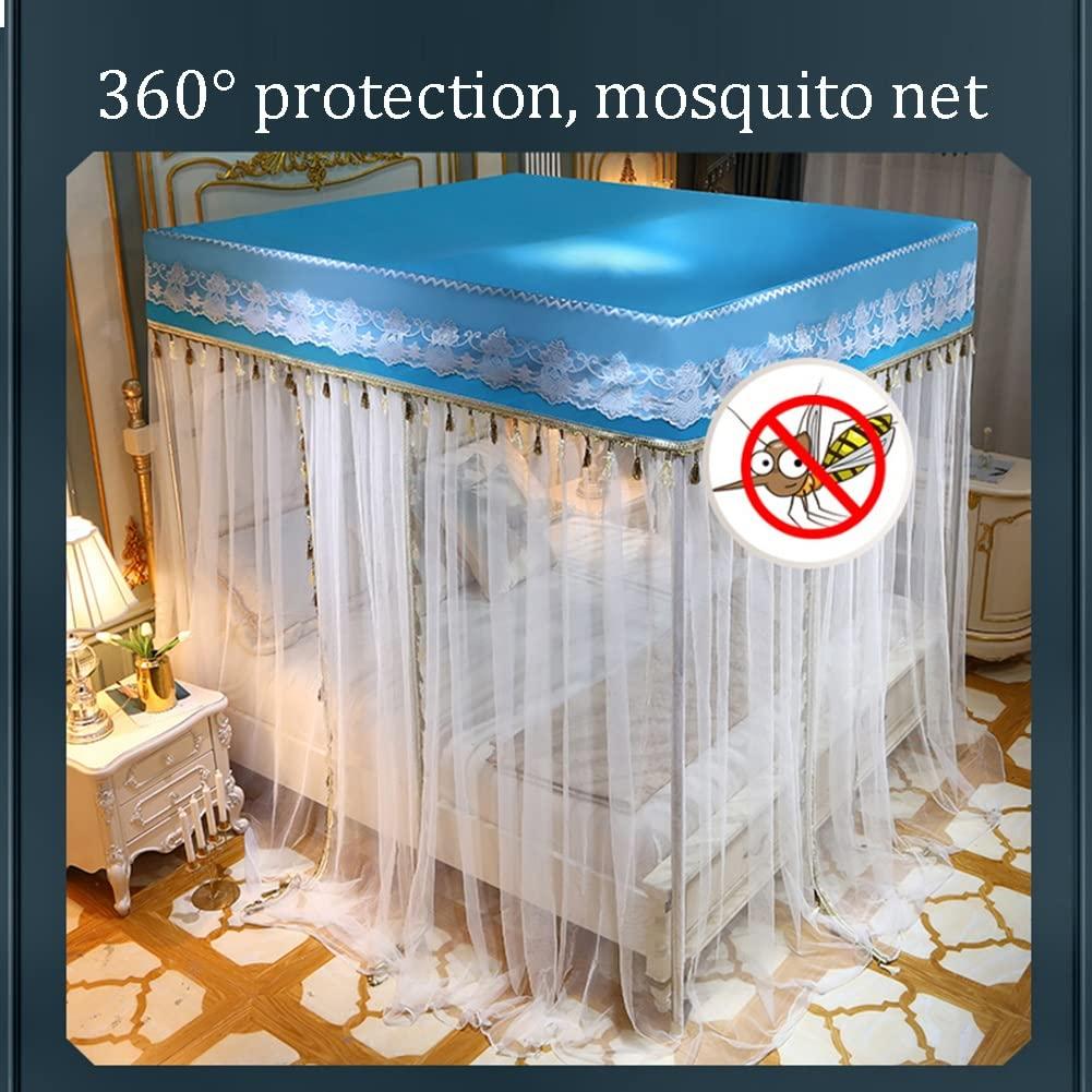 HUAHUA Bed Canopy 4- Corners Post Bunk Bed Curtain, Luxury Girl Princess Room Bed Canopy, Suitable for All Seasons, Used for 1.5m/1.8m/ 2m Double Beds, with Stand (Color : Violet, Size : 180x220x200cm)