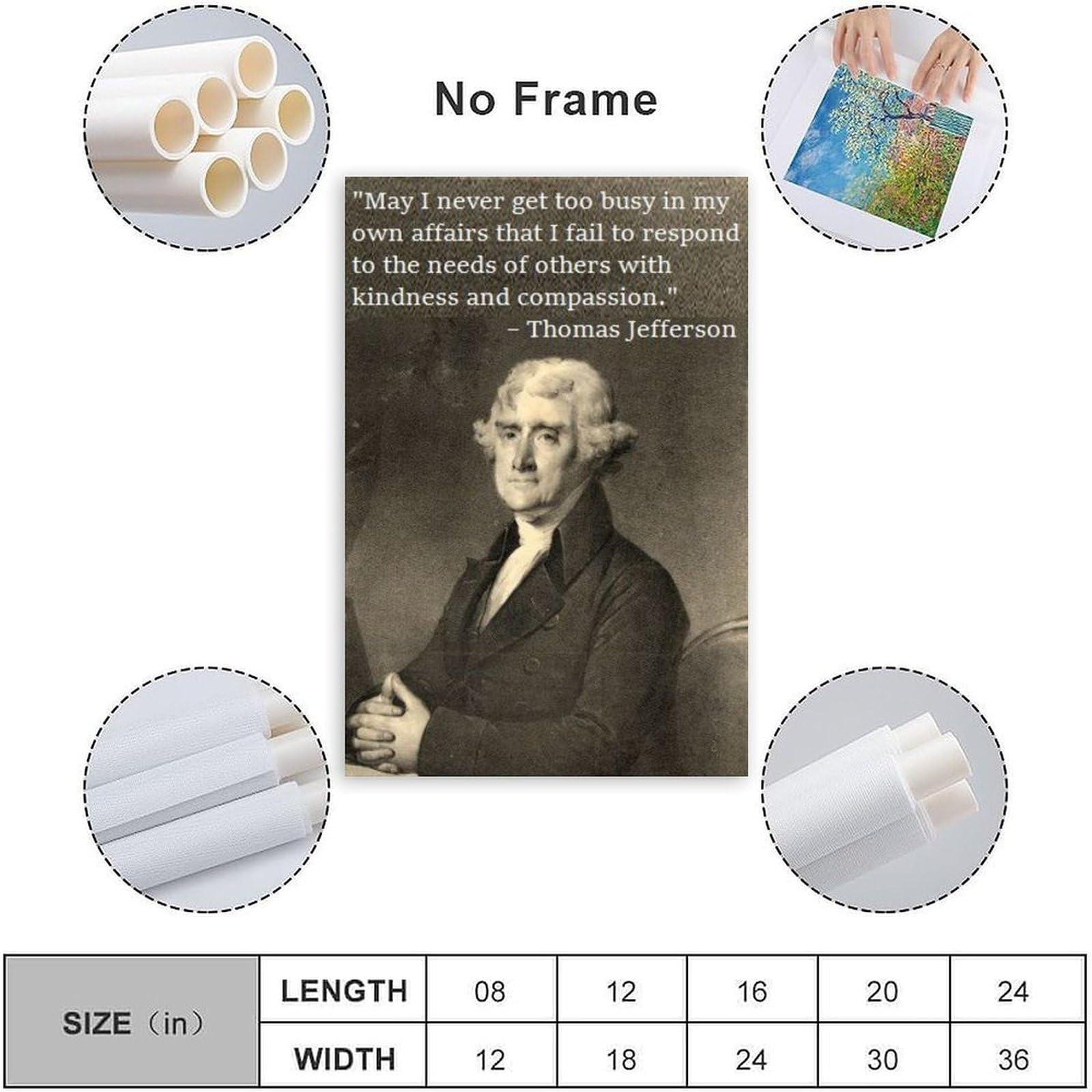 VYIZUNI VYIZUNI Poster with Quotes from Thomas Jefferson, The Founding Father of The United States 3 Wall Poster Art Canvas Printing Gift Office Bedroom Aesthetic Poster Unframed Style 12x18inch(30x45cm)